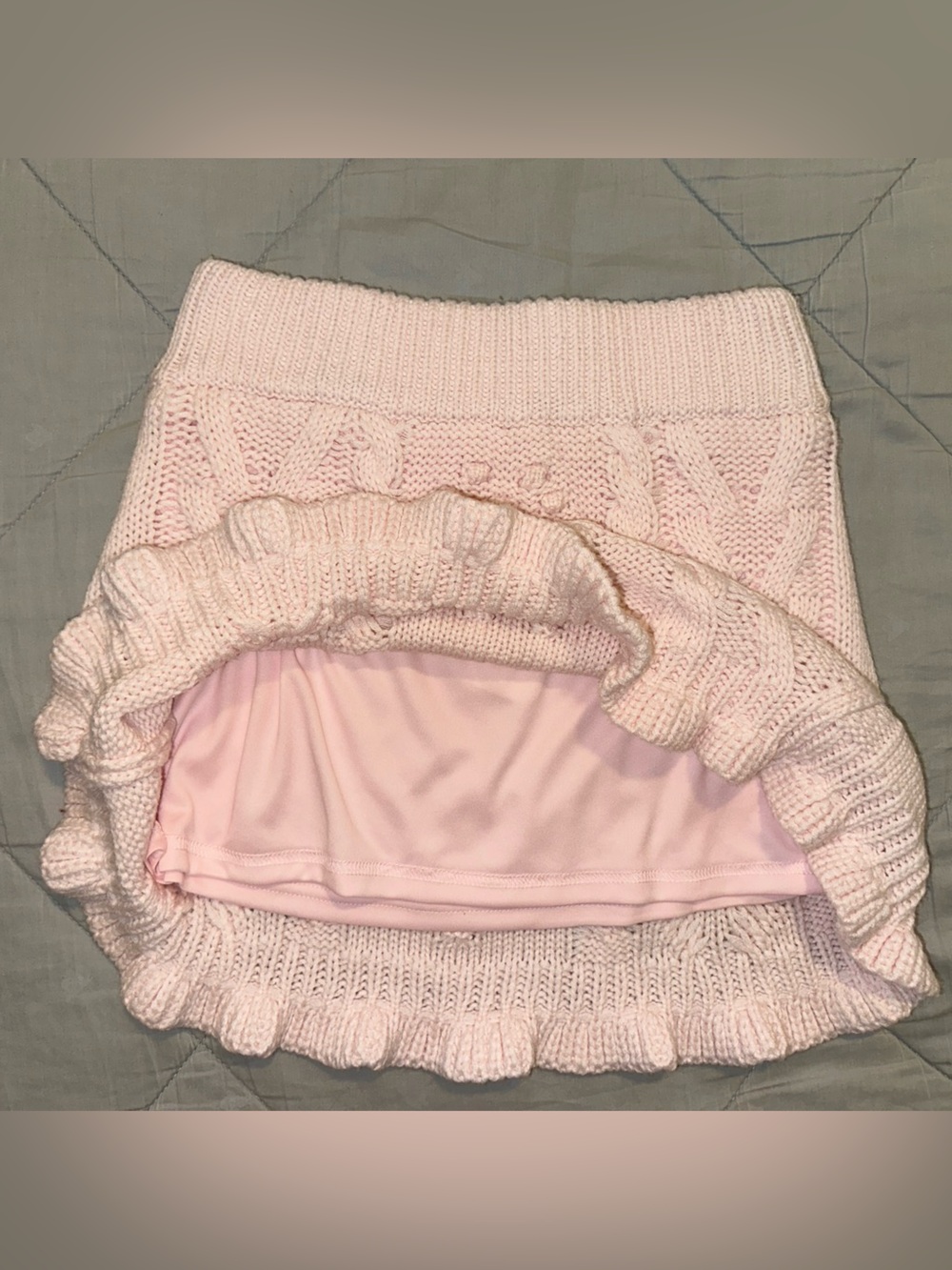 Altar'd State Light Pink Cable Knit Skirt with Heart Details NWT Size S - Picture 6 of 6